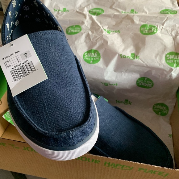 Brand New, Navy Blue Sanuk Canvas Shoe-Sz 7 - Picture 2 of 2